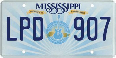 MS license plate LPD907