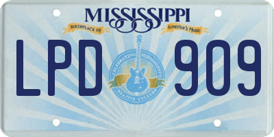 MS license plate LPD909