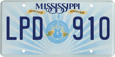 MS license plate LPD910