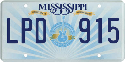 MS license plate LPD915