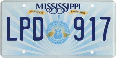 MS license plate LPD917
