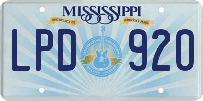 MS license plate LPD920