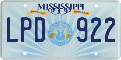 MS license plate LPD922