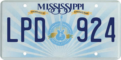 MS license plate LPD924