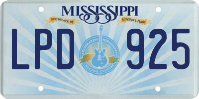 MS license plate LPD925
