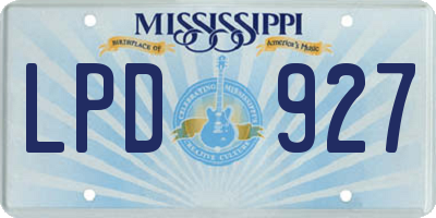 MS license plate LPD927