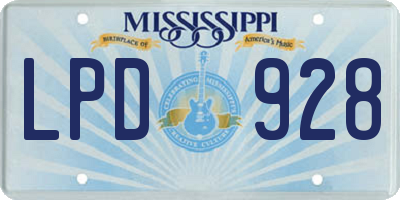 MS license plate LPD928