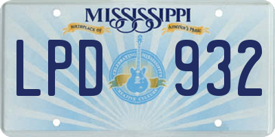 MS license plate LPD932