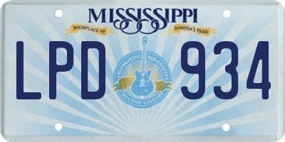 MS license plate LPD934