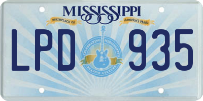 MS license plate LPD935