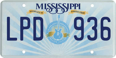 MS license plate LPD936