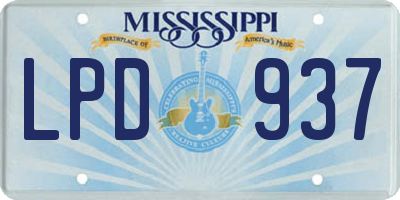 MS license plate LPD937