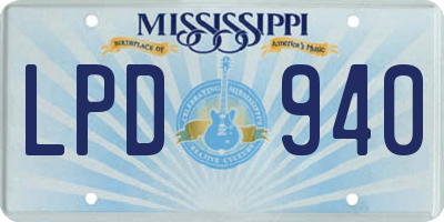 MS license plate LPD940