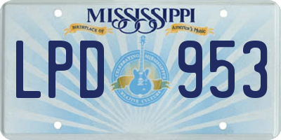 MS license plate LPD953
