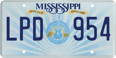 MS license plate LPD954