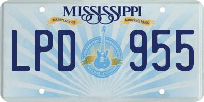 MS license plate LPD955