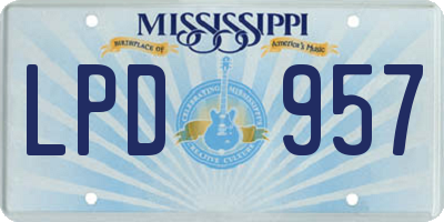 MS license plate LPD957