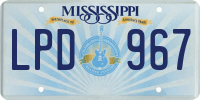 MS license plate LPD967