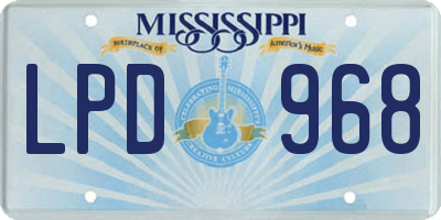 MS license plate LPD968