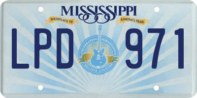 MS license plate LPD971