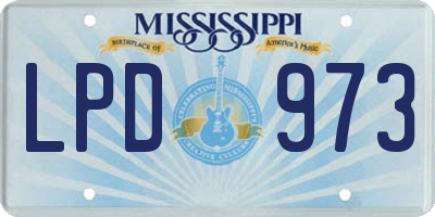 MS license plate LPD973