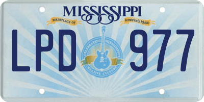 MS license plate LPD977