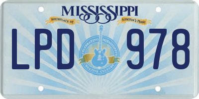 MS license plate LPD978