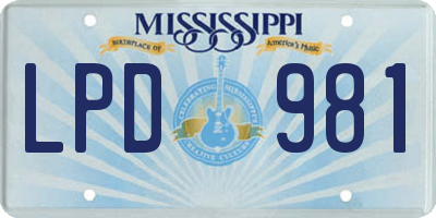 MS license plate LPD981