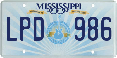MS license plate LPD986