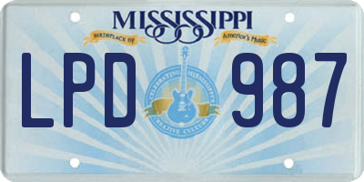 MS license plate LPD987