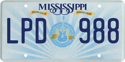 MS license plate LPD988