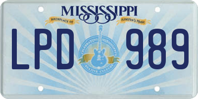 MS license plate LPD989