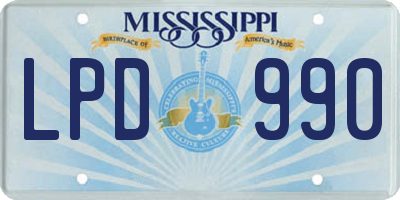 MS license plate LPD990