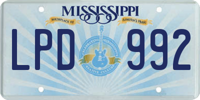 MS license plate LPD992