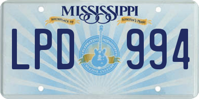 MS license plate LPD994