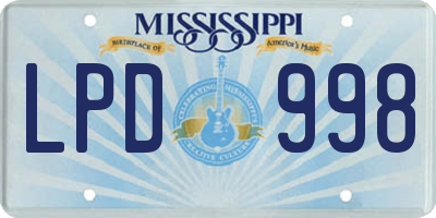 MS license plate LPD998
