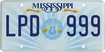 MS license plate LPD999