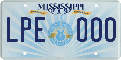 MS license plate LPE000