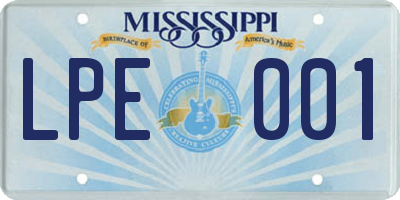 MS license plate LPE001