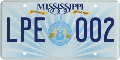 MS license plate LPE002