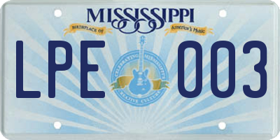 MS license plate LPE003