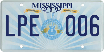 MS license plate LPE006