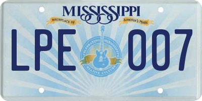 MS license plate LPE007