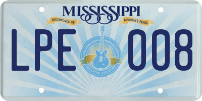 MS license plate LPE008