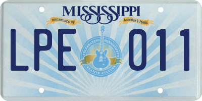 MS license plate LPE011
