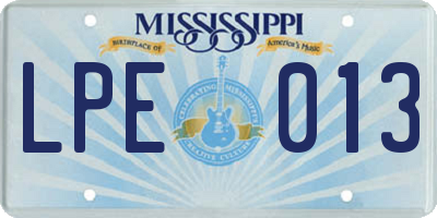 MS license plate LPE013