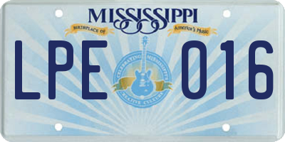 MS license plate LPE016