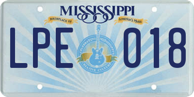 MS license plate LPE018