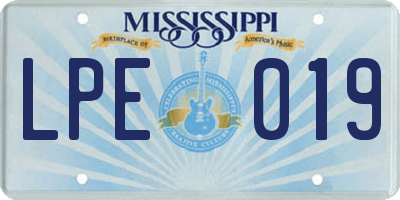 MS license plate LPE019