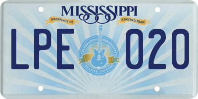MS license plate LPE020